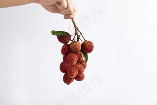 手提新鲜荔枝水果