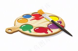 调色盘美术画画卡通插画免抠