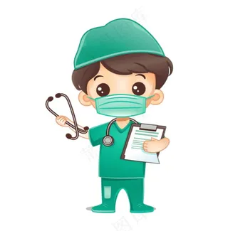 医生手术服看诊劳动卡通插画免抠