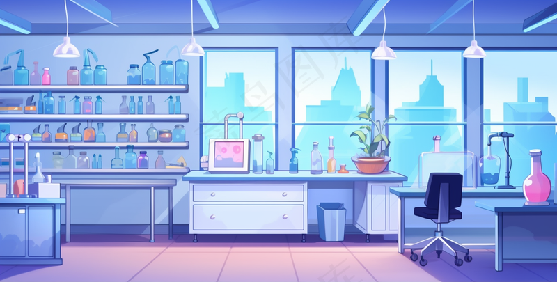 科学化学实验室卡通插画背景