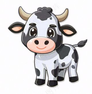 奶牛母牛动物卡通插画免抠