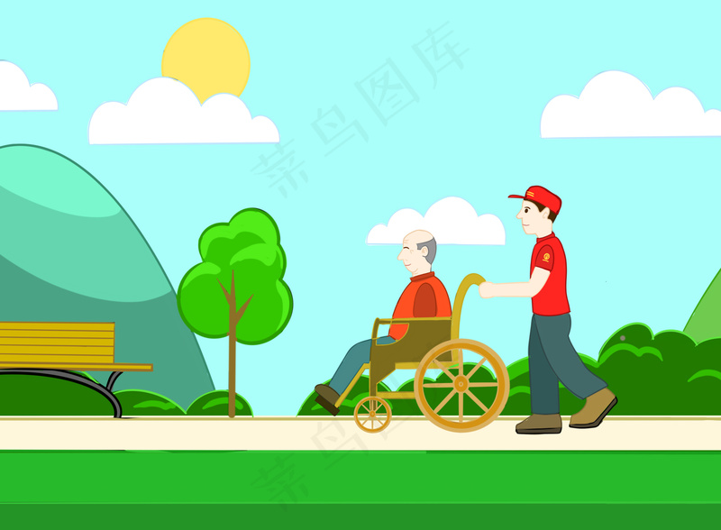 老人公园散步