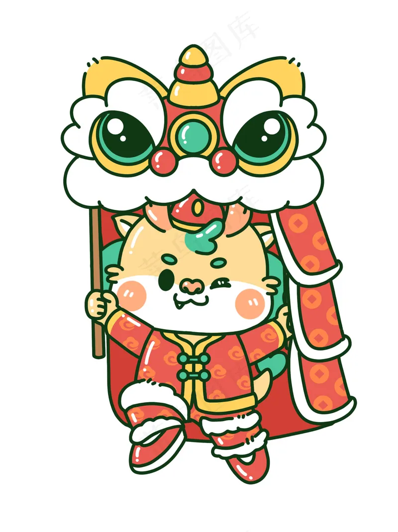 新年舞狮艺术平面气氛贴图免扣 (32)