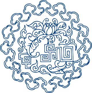 古代青花瓷图案花纹中国风图案祥云纹理传统图腾矢量AI设计免扣素材