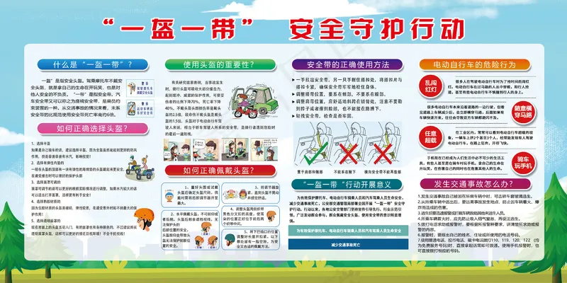一盔一带交通安全宣传栏psd模版下载