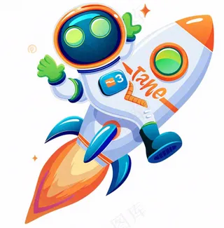 宇航员火箭太空卡通插画免抠