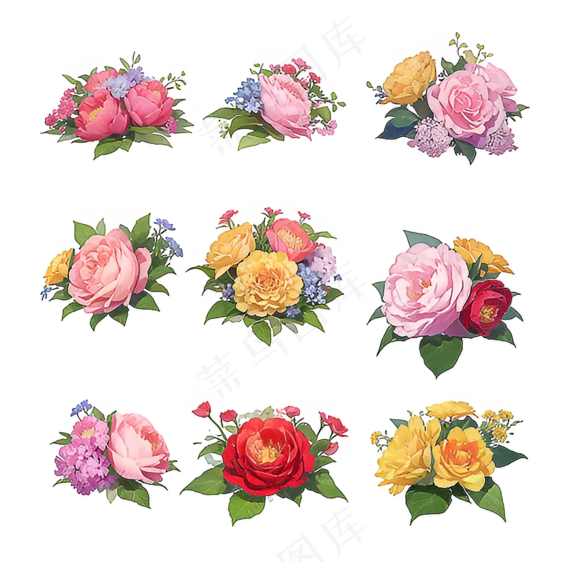 红色黄色粉色玫瑰花免抠素材13