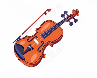 小提琴乐器音乐卡通插画免抠