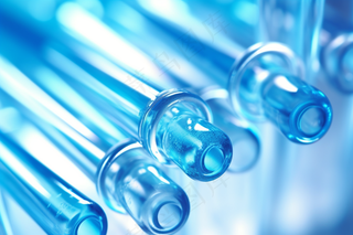 实验室试管玻璃器皿蓝色摄影图