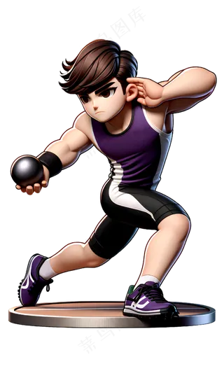 男子铁球运动员 3D卡通