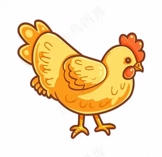 母鸡觅食小鸡牲畜动物卡通插画免抠