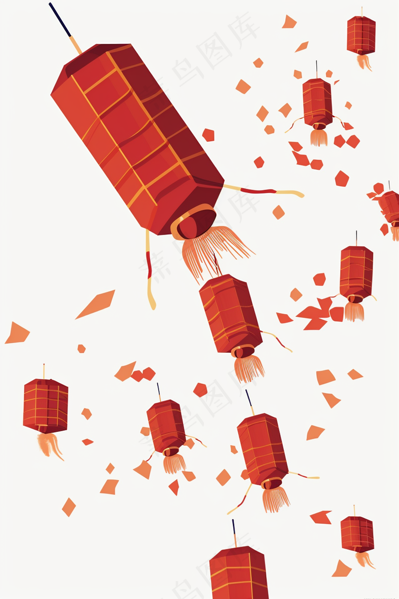 红色灯笼宫灯新春喜庆插画背景(2688x4032)