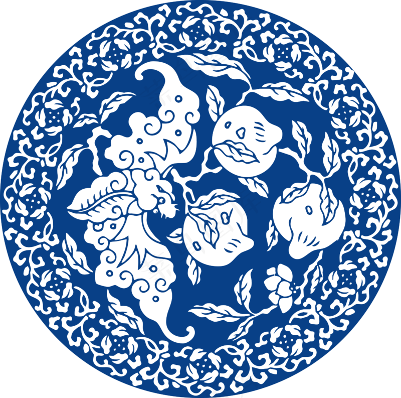 古代青花瓷图案花纹中国风图案祥云纹理传统图腾PNG免扣素材