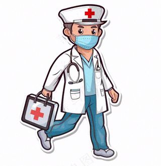 医生提着药箱医疗人物卡通插画免抠