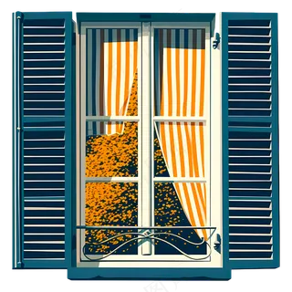 免抠卡通美景窗户