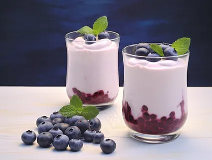 蓝莓奶昔下午茶奶茶美食甜点摄影图