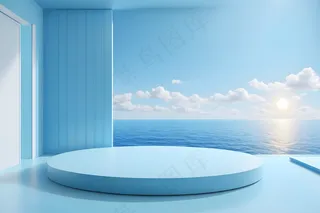 现代电商展览空间蓝色夏季海边风格图片