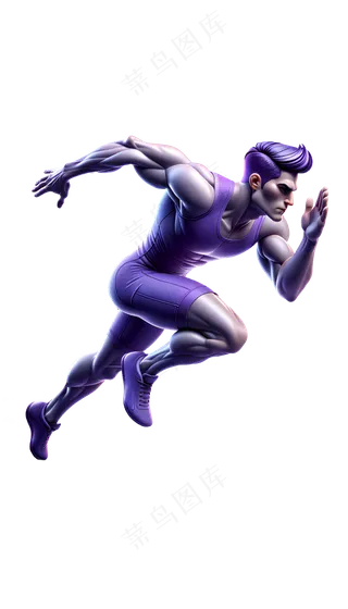 男子短跑运动员 3D卡通艺术