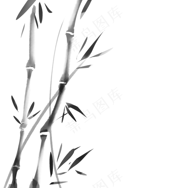 中国风水墨竹子图片古风竹叶竹林水彩手绘插画PNG免扣设计