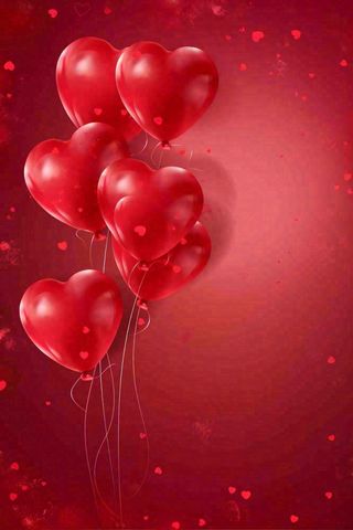 红色爱心气球红色背景浪漫七夕情人节背景