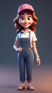 3D卡通人物售货员女性等距视图C4D2