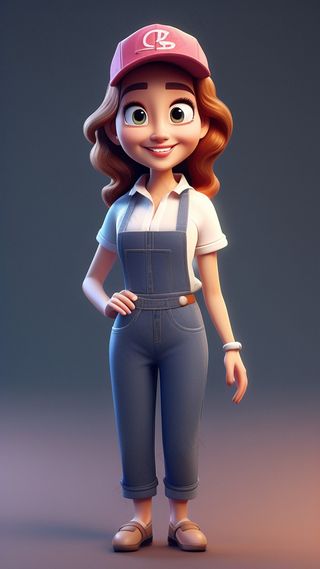 3D卡通人物售货员女性等距视图C4D2