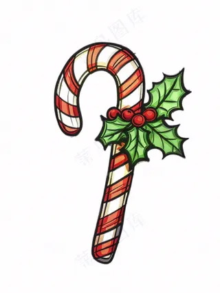 圣诞糖果拐杖糖卡通插画免抠