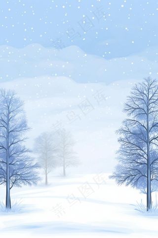 雪景树白色雪地背景