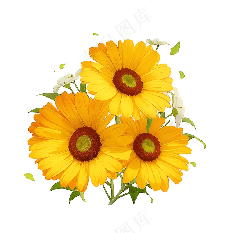 黄色向日葵花朵免抠素材27
