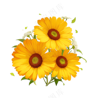 黄色向日葵花朵免抠素材27