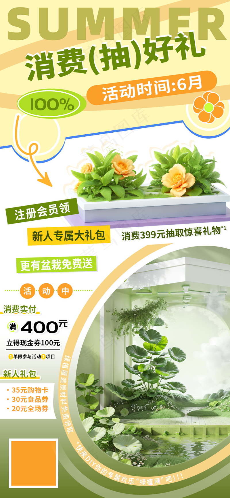 夏日周年商超消费抽奖海报psd模版下载