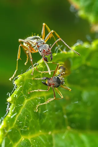 蚂蚁黑蚂蚁植物春天昆虫摄影图

