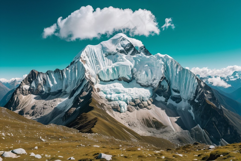 Ai产生的蓝天雪山自然景观