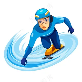 滑冰溜冰国家竞技运动卡通插画免抠