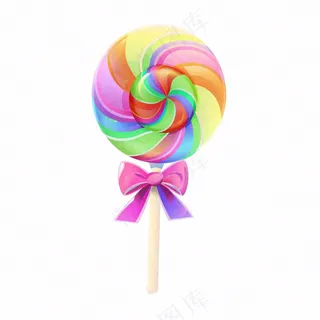 彩虹棒棒糖甜蜜卡通插画免抠