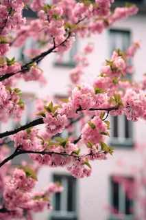 春天粉色樱花桃花海棠花摄影图