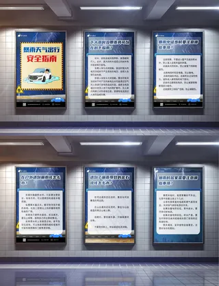 暴雨天气出行安全指南海报
