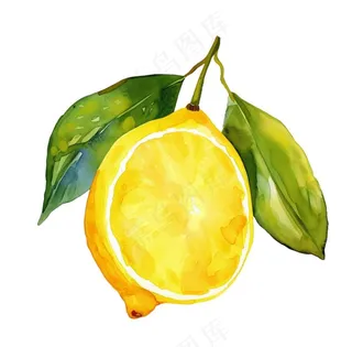 柠檬水果水彩插画免抠