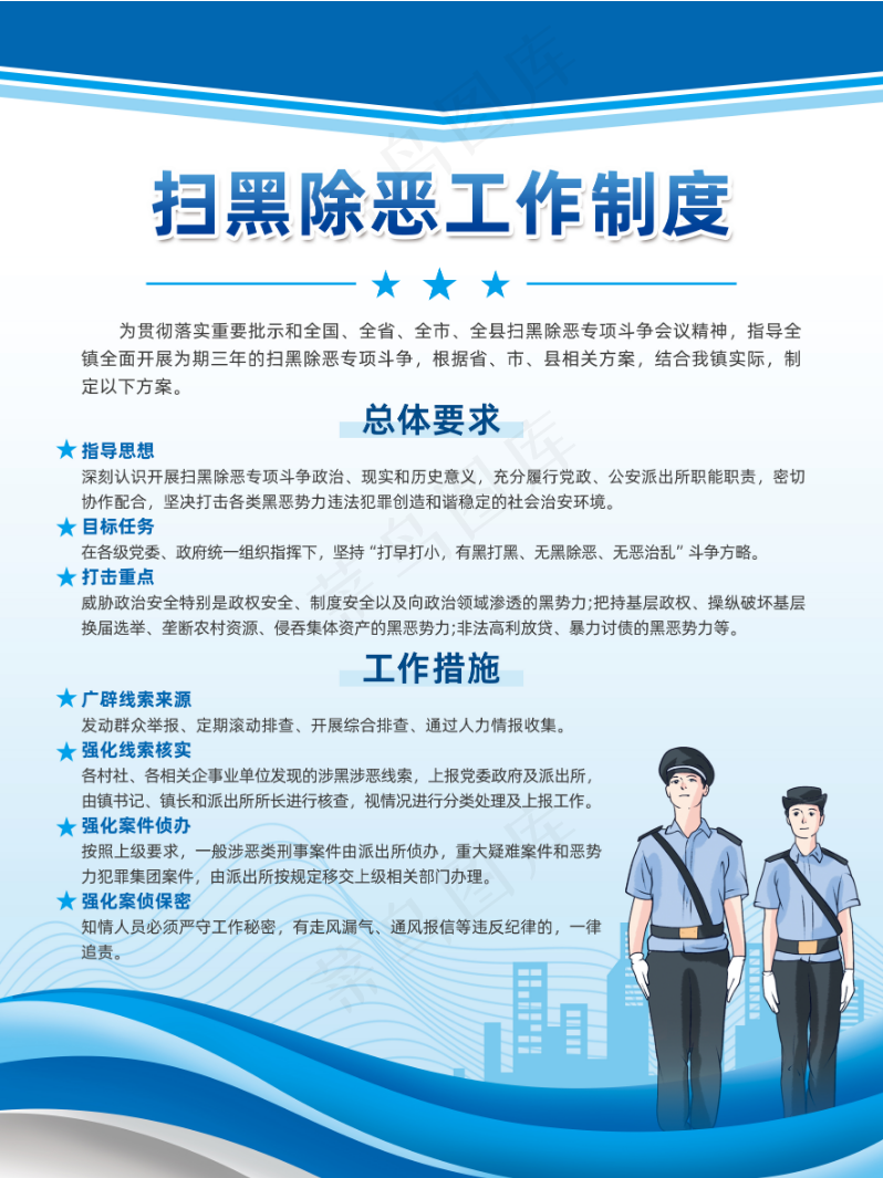 党政党建警务警察扫黑除恶工作制度牌海报展板psd模版下载