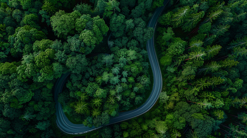 森林环山公路绿意摄影图(4368x2448)