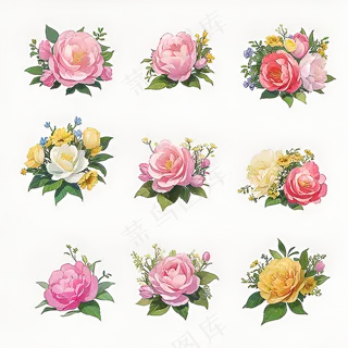 红色黄色粉色玫瑰花免抠素材117