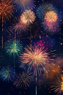 烟花五颜六色的烟花庆典新年节日暮色的天空背景摄影图 烟花五颜六色的烟花庆典新年节日暮色的天空背景摄影图