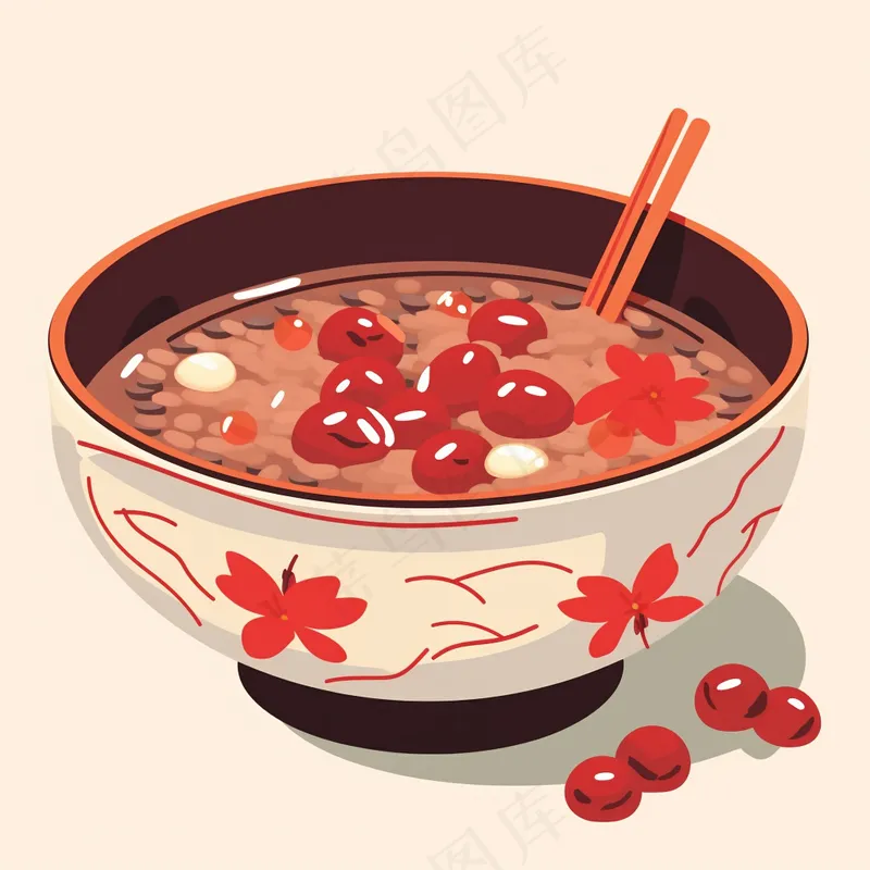 腊八粥食物卡通插画插图背景(3072x3072)