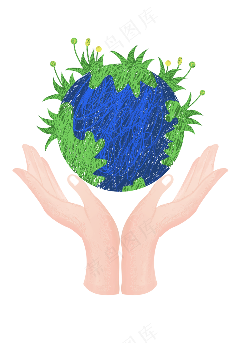 手捧地球植物保护环境世界地球日元素海报免扣插画psd模版下载