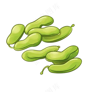 卡通手绘蚕豆线条插画矢量装饰元素