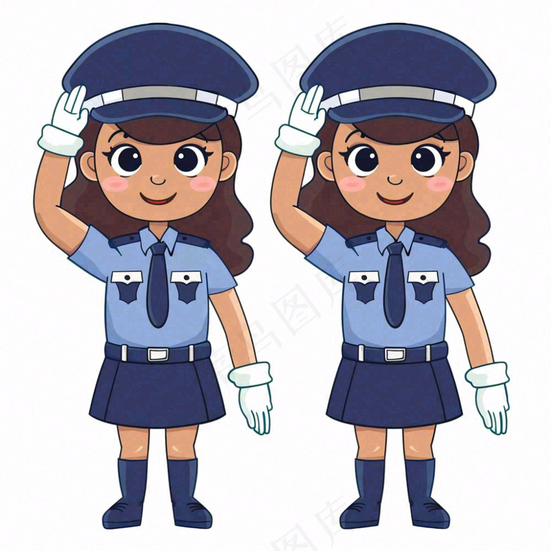 警察辅警公职劳动人物卡通插画免抠(1024x1024)