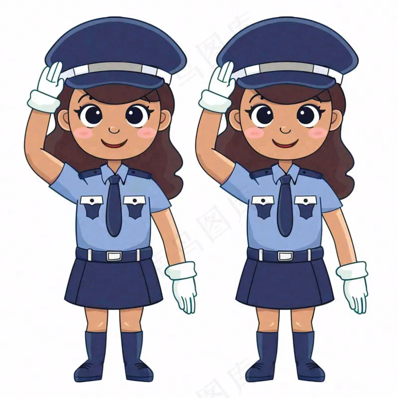 警察辅警公职劳动人物卡通插画免抠(1024x1024)