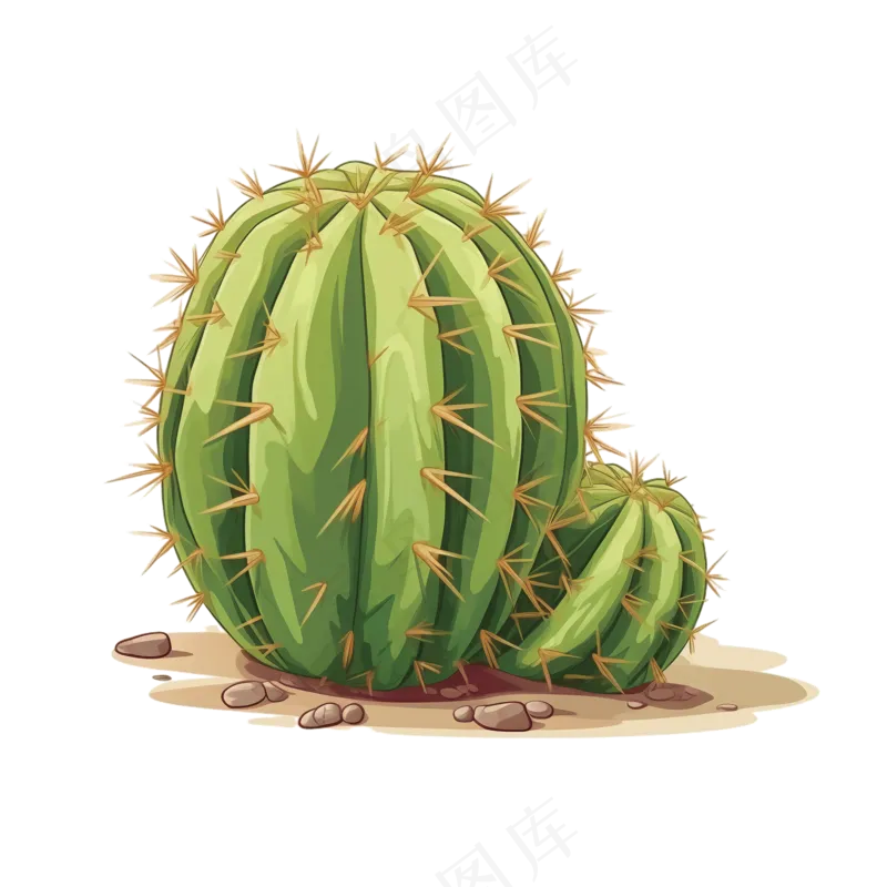 免抠在沙漠的仙人球