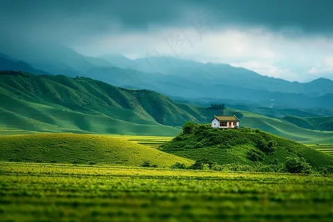 春天草甸山峦树木草地摄影图 春天草甸山峦树木草地摄影图