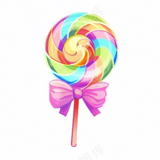 彩虹棒棒糖甜蜜卡通插画免抠